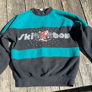 Vintage Ski Themed Kids Crewneck